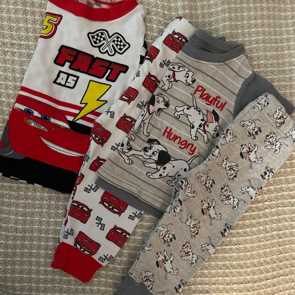 Disney Cars Lightening McQueen & 101 Dalmatian Boys 2-Piece Snug-Fit PJ Size 18M